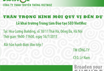 Thư mời tham dự Lễ khai trương trung tâm đào tạo SEO VietMoz