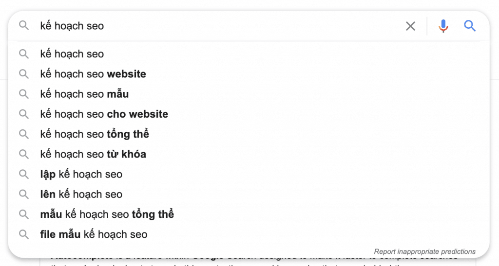 Google autocomplete - Công cụ gợi ý từ khóa