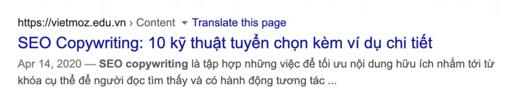 Thẻ tiêu đề trên bảng kết quả tìm kiếm