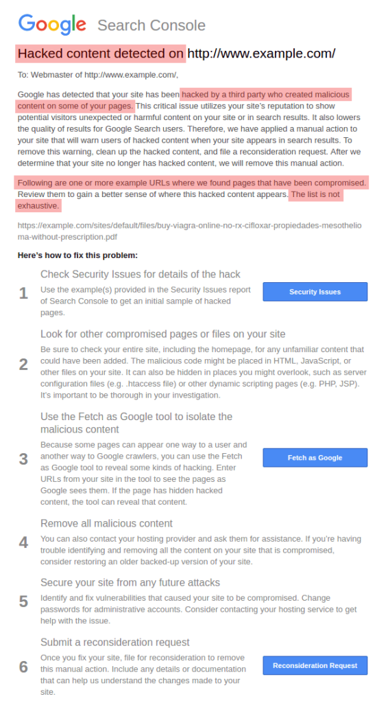 Hacked Content Spam: bị tấn công bởi nội dung spam trong Google Penalty 