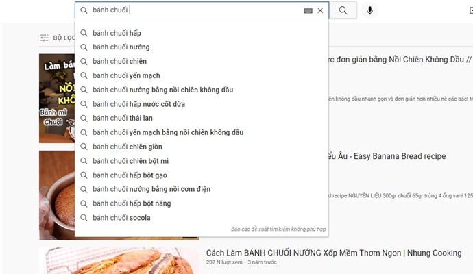 sử dụng Youtube Search Suggest