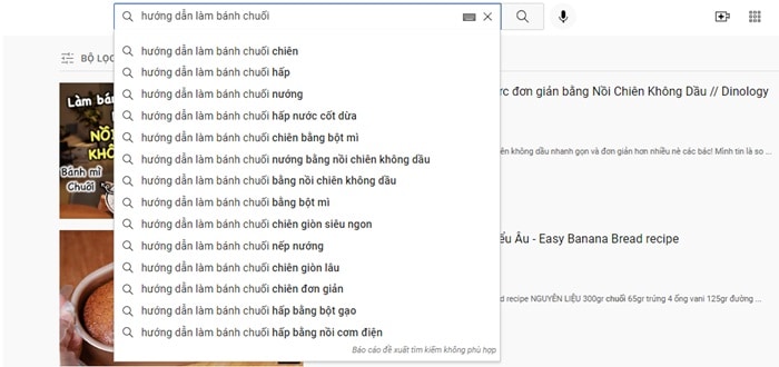 sử dụng Youtube Search Suggest