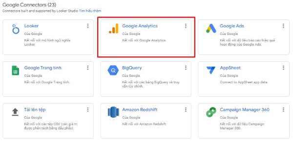 Bước 2 - chọn Google Analytics