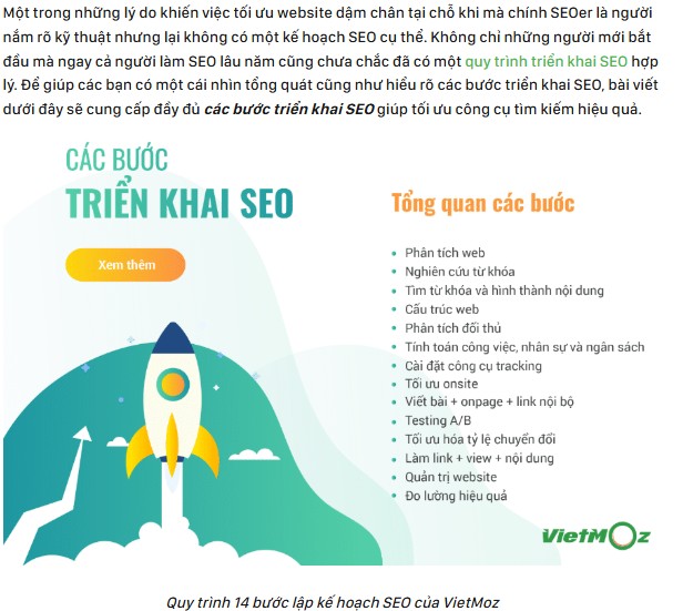 ví dụ bài viết chuẩn SEO là bài viết về "Lập kế hoạch SEO từ A ->Z"