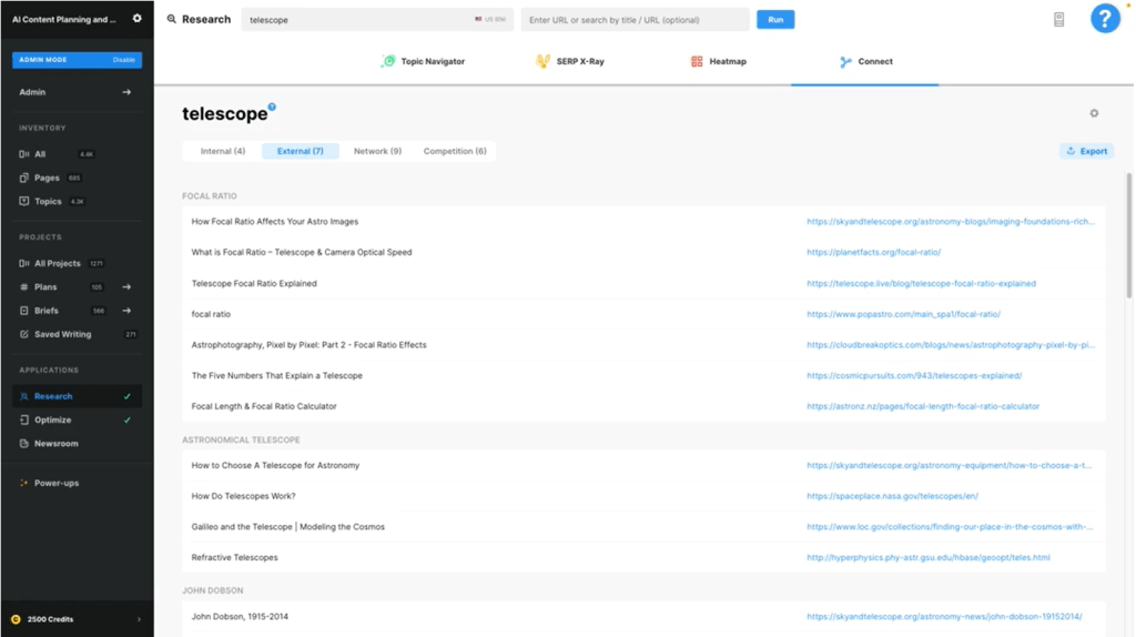 công cụ xây dựng contextual bridge hỗ trợ Semantic SEO Marketer Muse