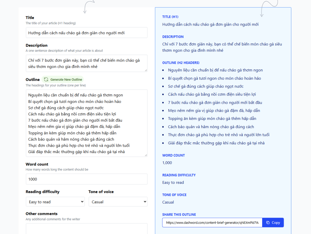 công cụ tạo content brief tự động Frase