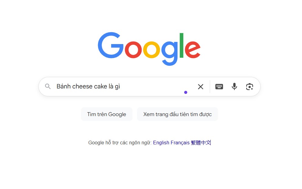 Truy vấn "Bánh cheese cake là gì" là một Entity-seeking query