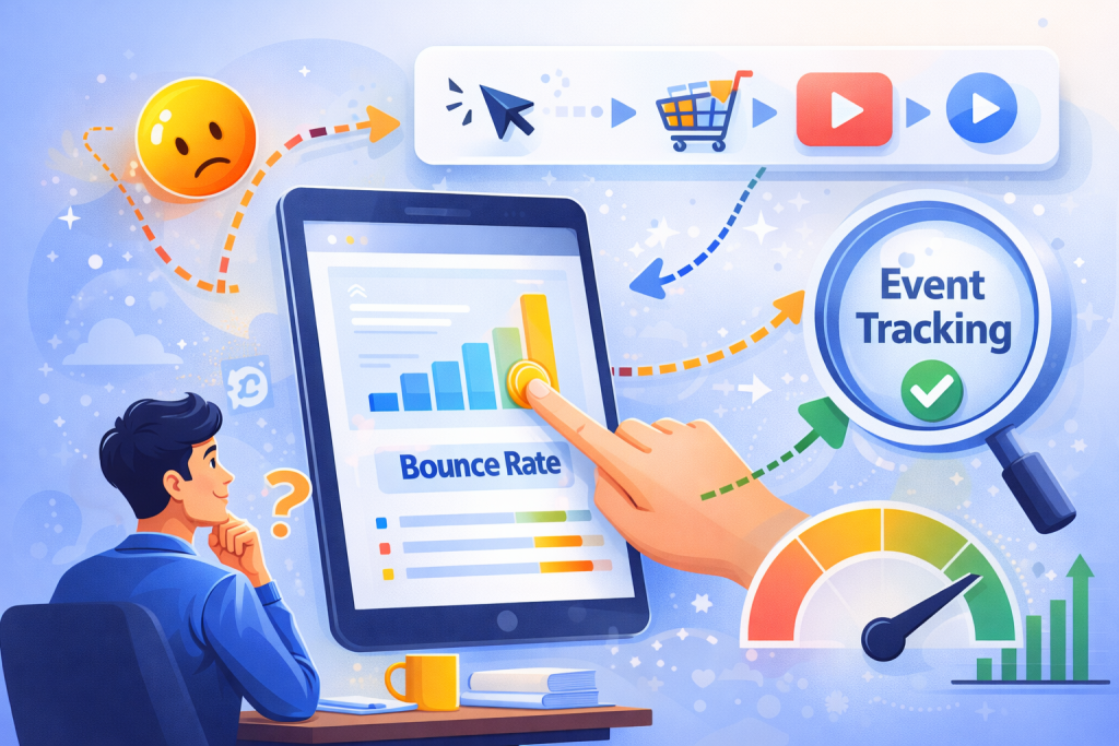 Event tracking giúp đo bounce rate chính xác hơn GA4