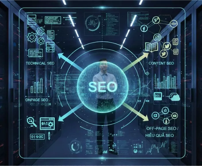 Cấu trúc SEO gồm Technical SEO, Content và Offpage